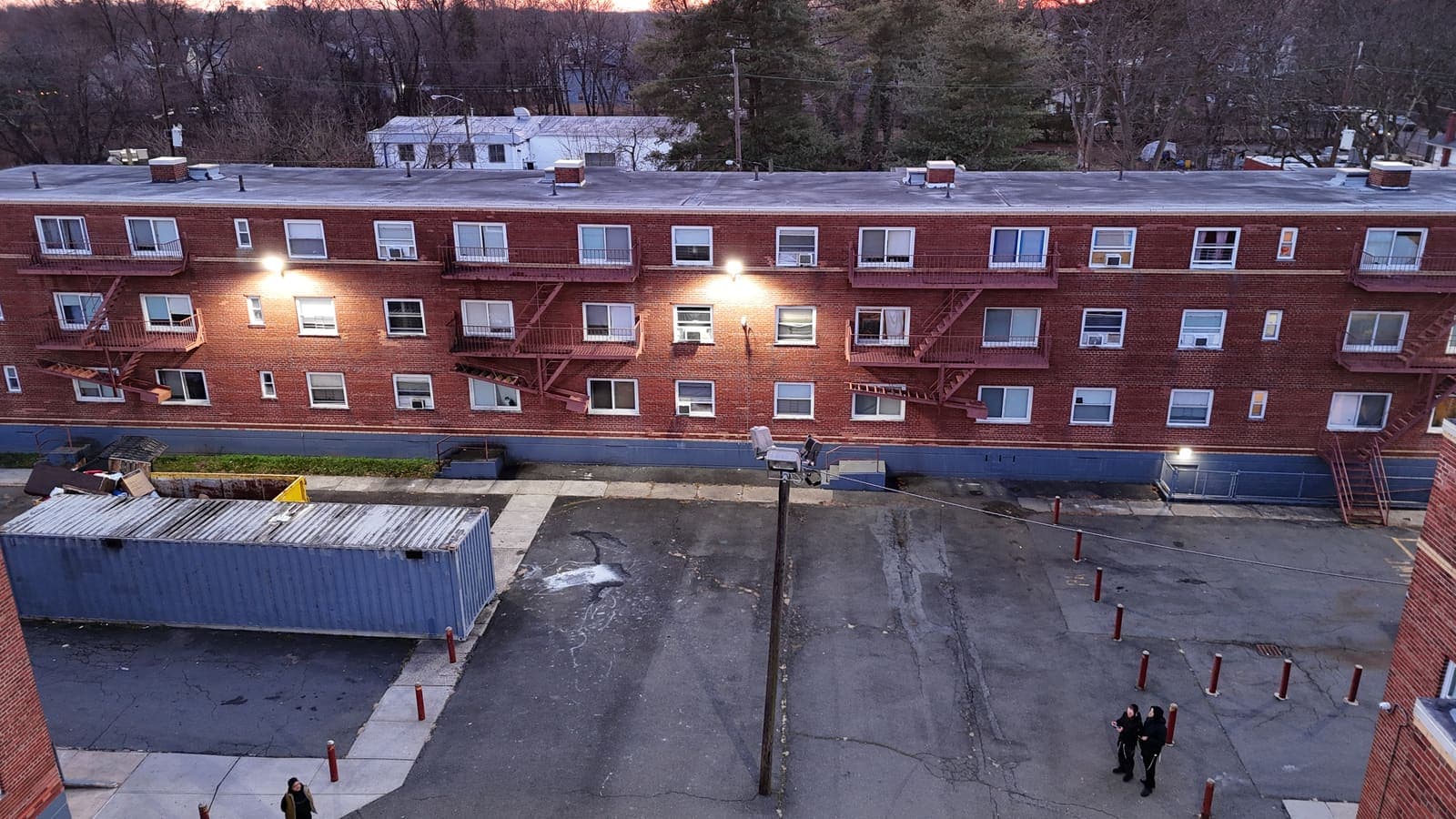 Drone field photograph, plate 008, 2026-01-12, New Jersey fire escape inspection by Oyster Fire Escape Inspections