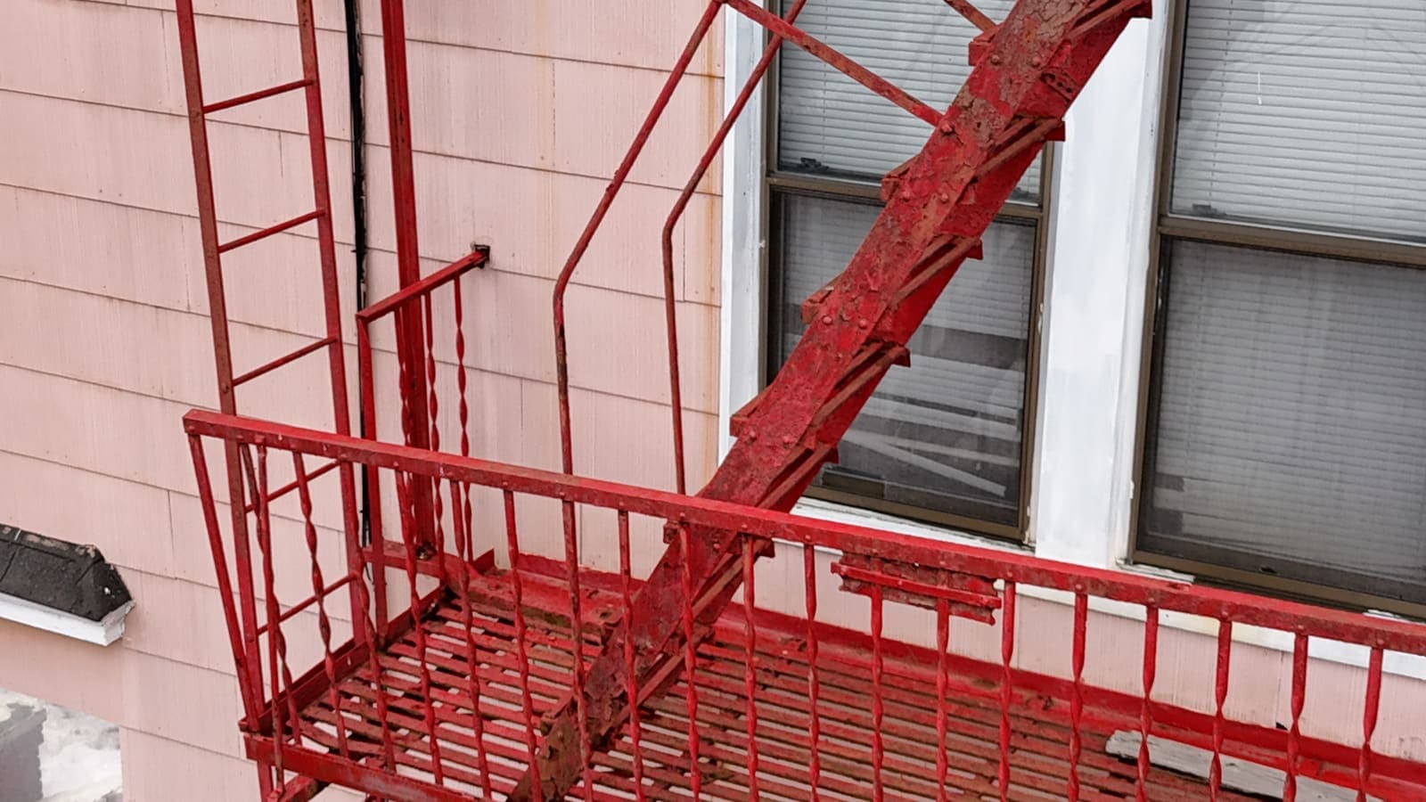 Drone field photograph, plate 035, 2026-02-18, New Jersey fire escape inspection by Oyster Fire Escape Inspections