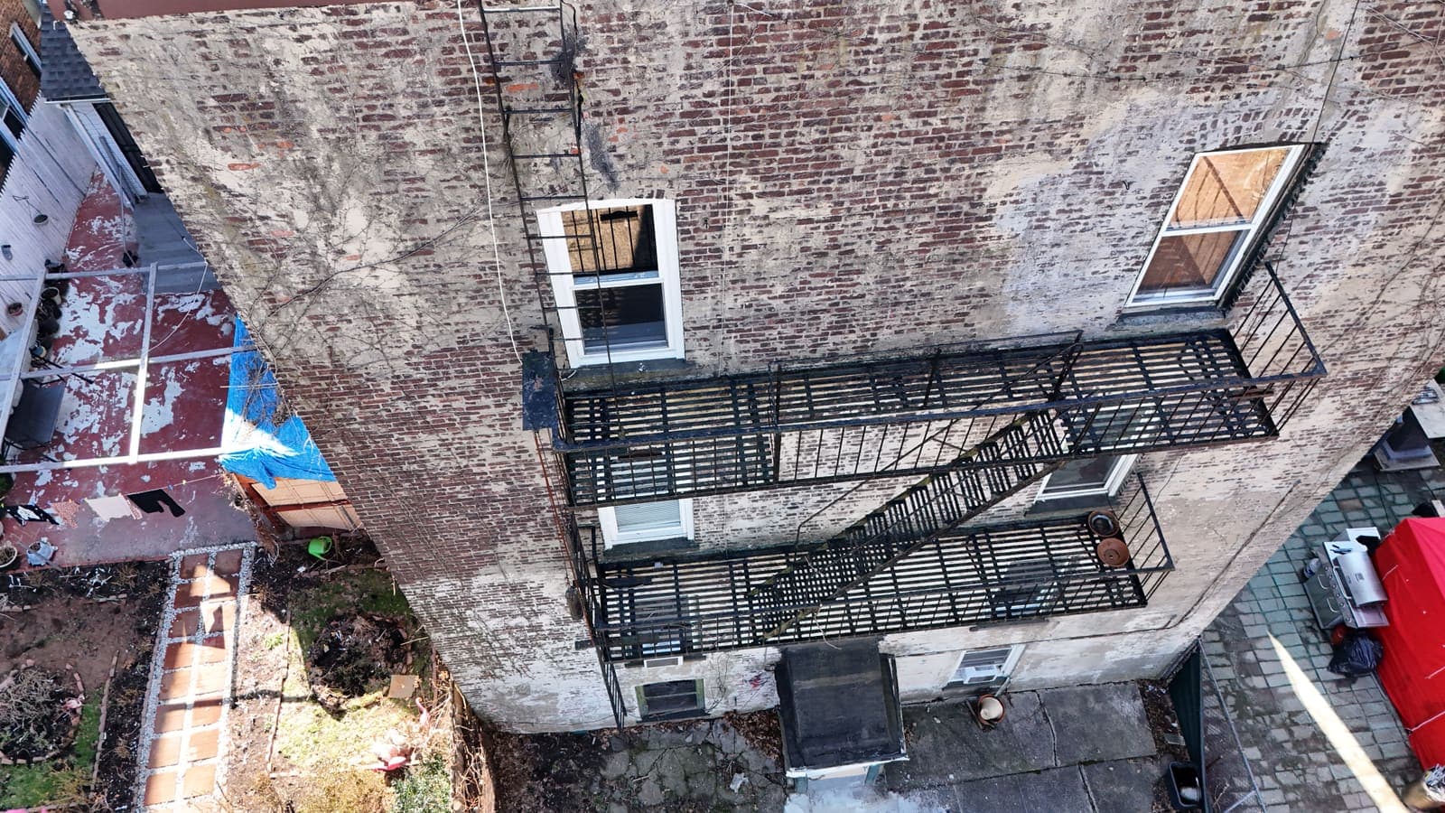 Drone field photograph, plate 041, 2026-03-10, New Jersey fire escape inspection by Oyster Fire Escape Inspections