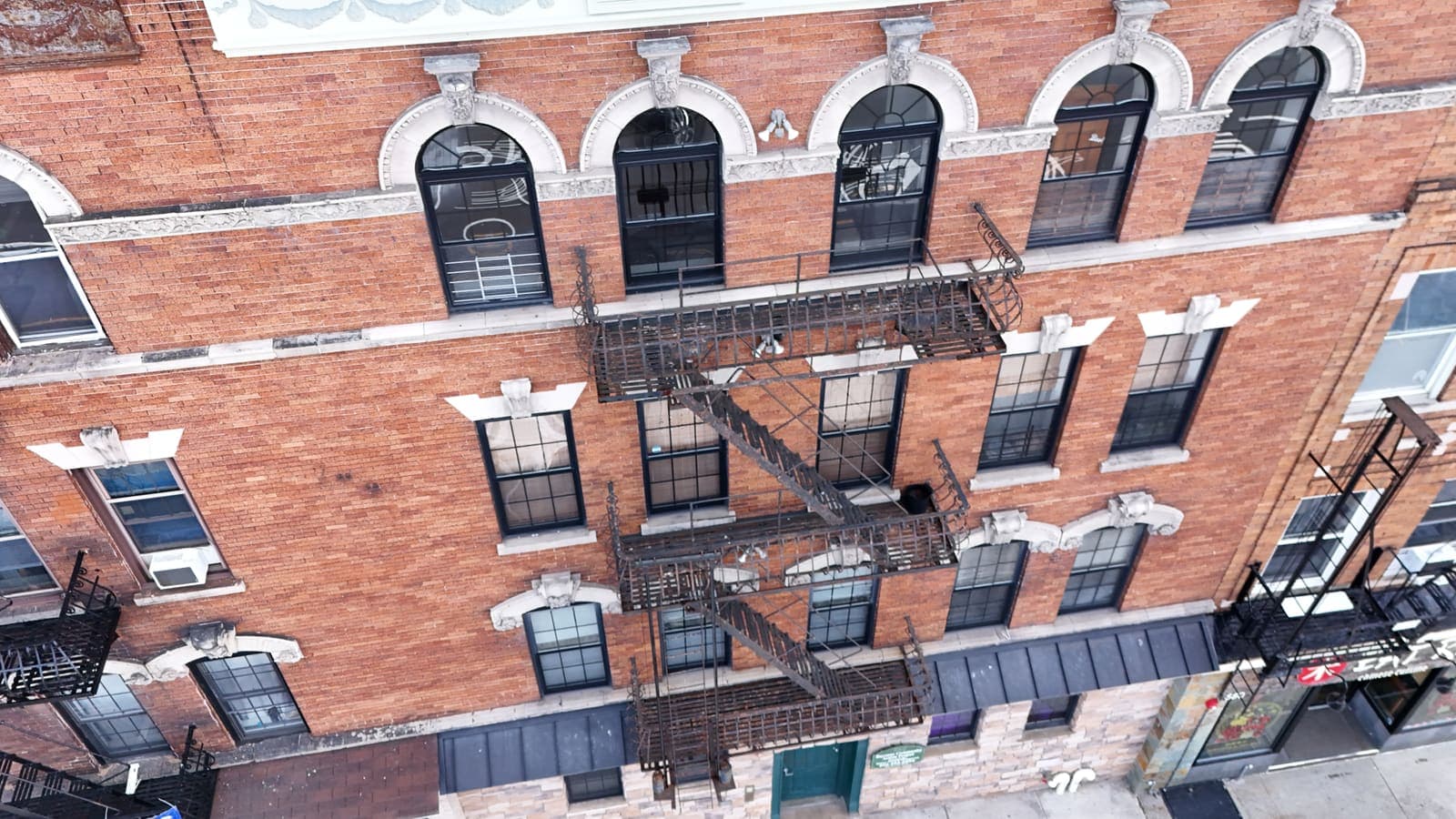 Drone field photograph, plate 076, 2026-03-18, New Jersey fire escape inspection by Oyster Fire Escape Inspections