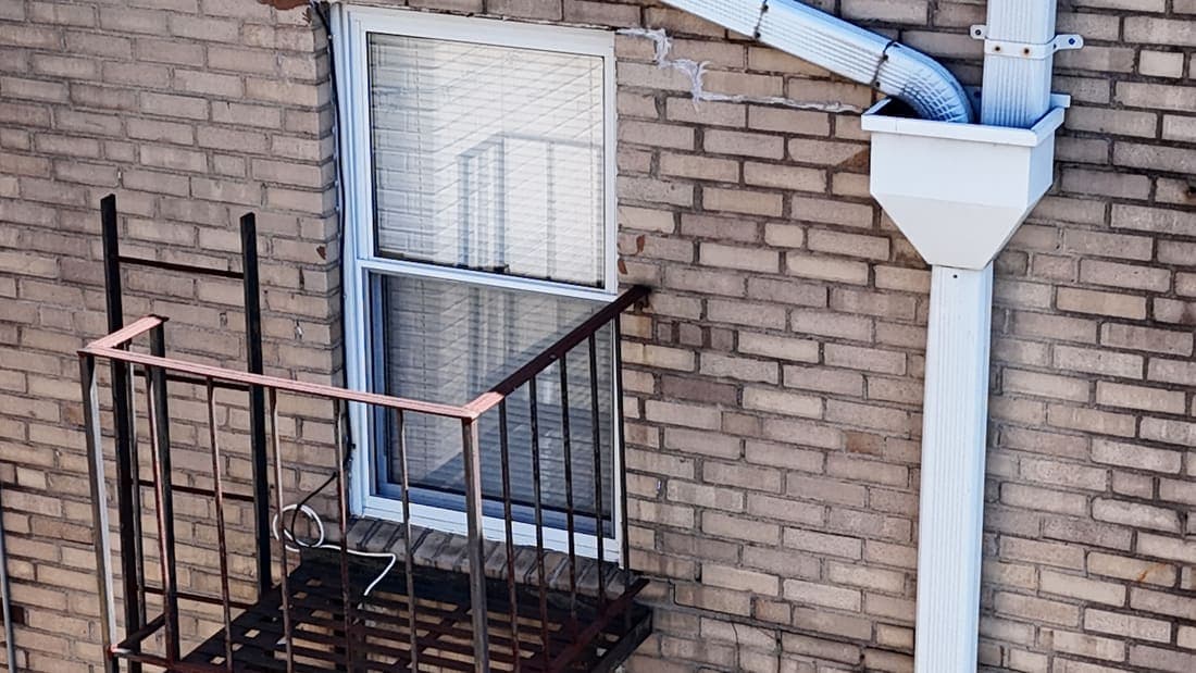 Drone field photograph, plate 082, 2026-03-29, New Jersey fire escape inspection by Oyster Fire Escape Inspections